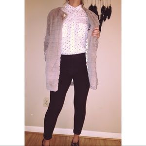 Blush faux fur mod style jacket/coat